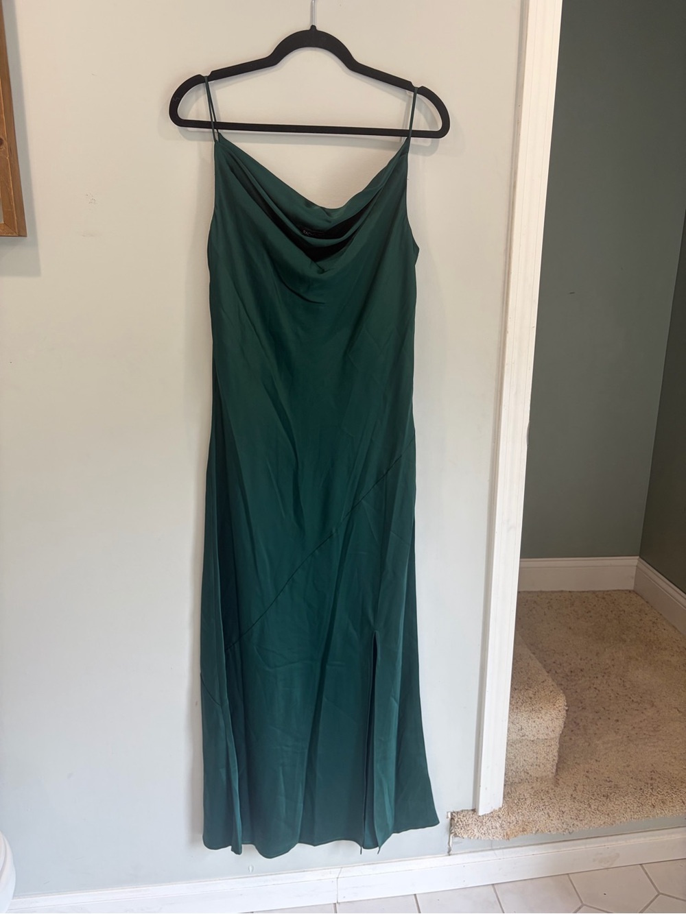 Rachel Zoe Emerald Green Cowl Neck Maxi Slip Dress size M